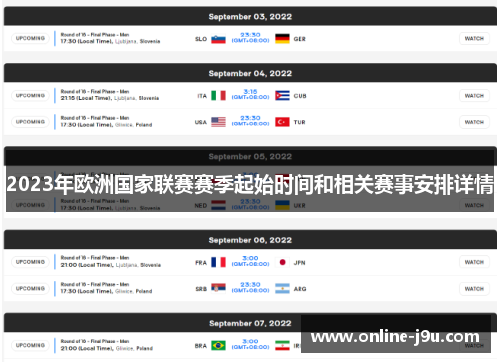2023年欧洲国家联赛赛季起始时间和相关赛事安排详情