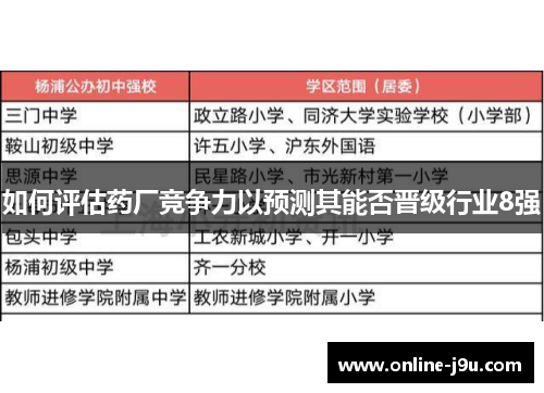 如何评估药厂竞争力以预测其能否晋级行业8强